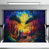 Aperturee - Aperturee Starry Stained Glass Nativity Christmas Backdrop